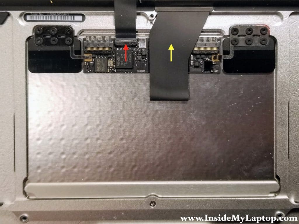 Trackpad and keyboard cables connected