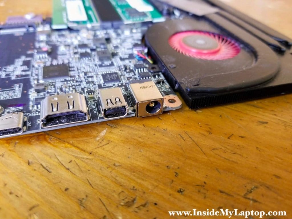 In MSI GS73VR laptop the DC power jack is soldered to the motherboard.