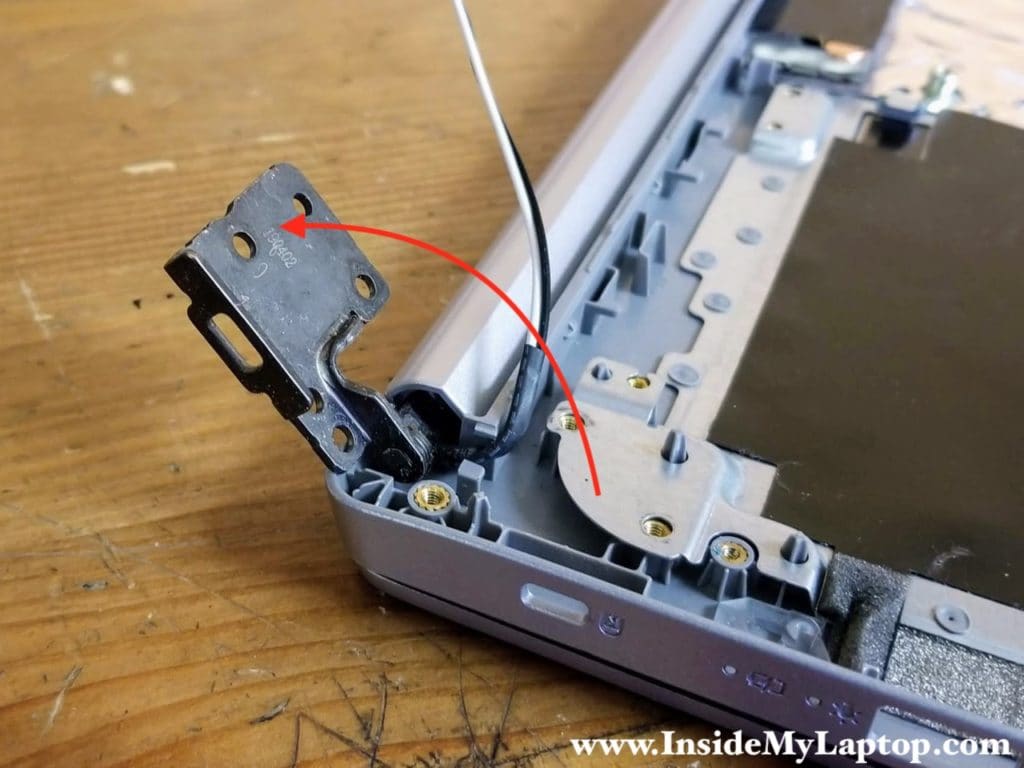 Open up the right display hinge.